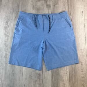 Hang Ten Mens Size 40 Blue Drawstring Flat Front Stretch Chino Shorts Pockets